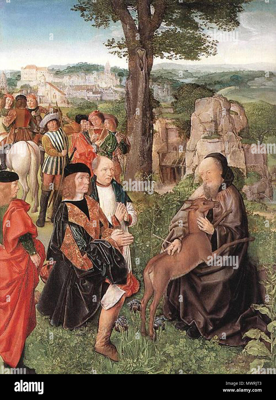 . Saint Giles und die Hinterbeine. С. 1500. Meister der Saint Giles 539 SaintgillesHind Stockfoto