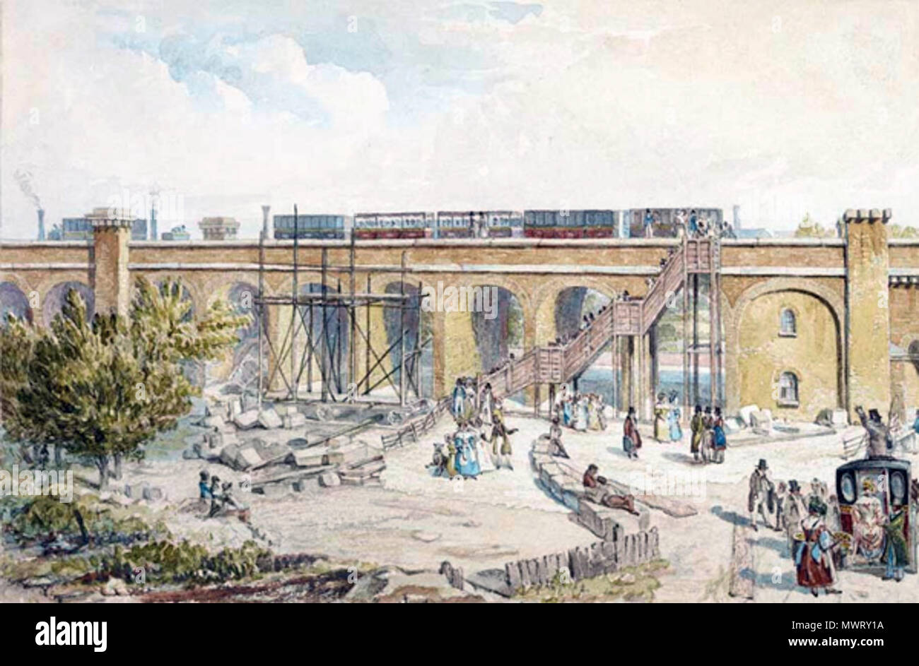 . Spa Road Railway Station, London. 1836. Robert Blemmell Schnebbelie 568 Spa Road railway station 1836 Stockfoto