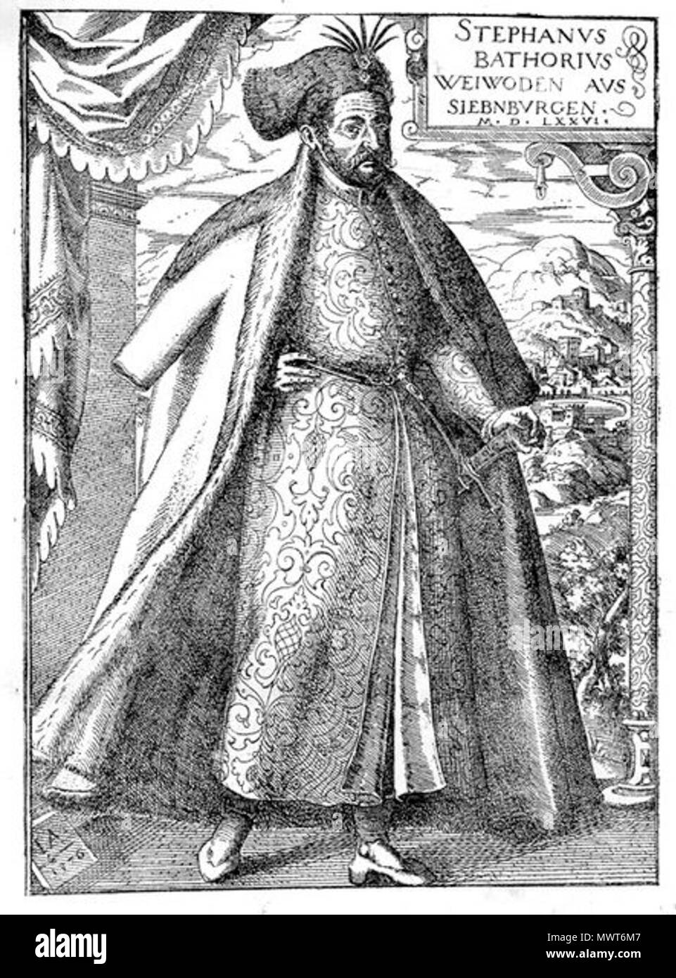 . Englisch: Stefan Bathory als Fürst von Siebenbürgen. Ende des XVI Jahrhunderts. chalkography aus dem Mittelalter, die Geschichte der Welt Marczali 575 Stefan Bathori Prinz Stockfoto