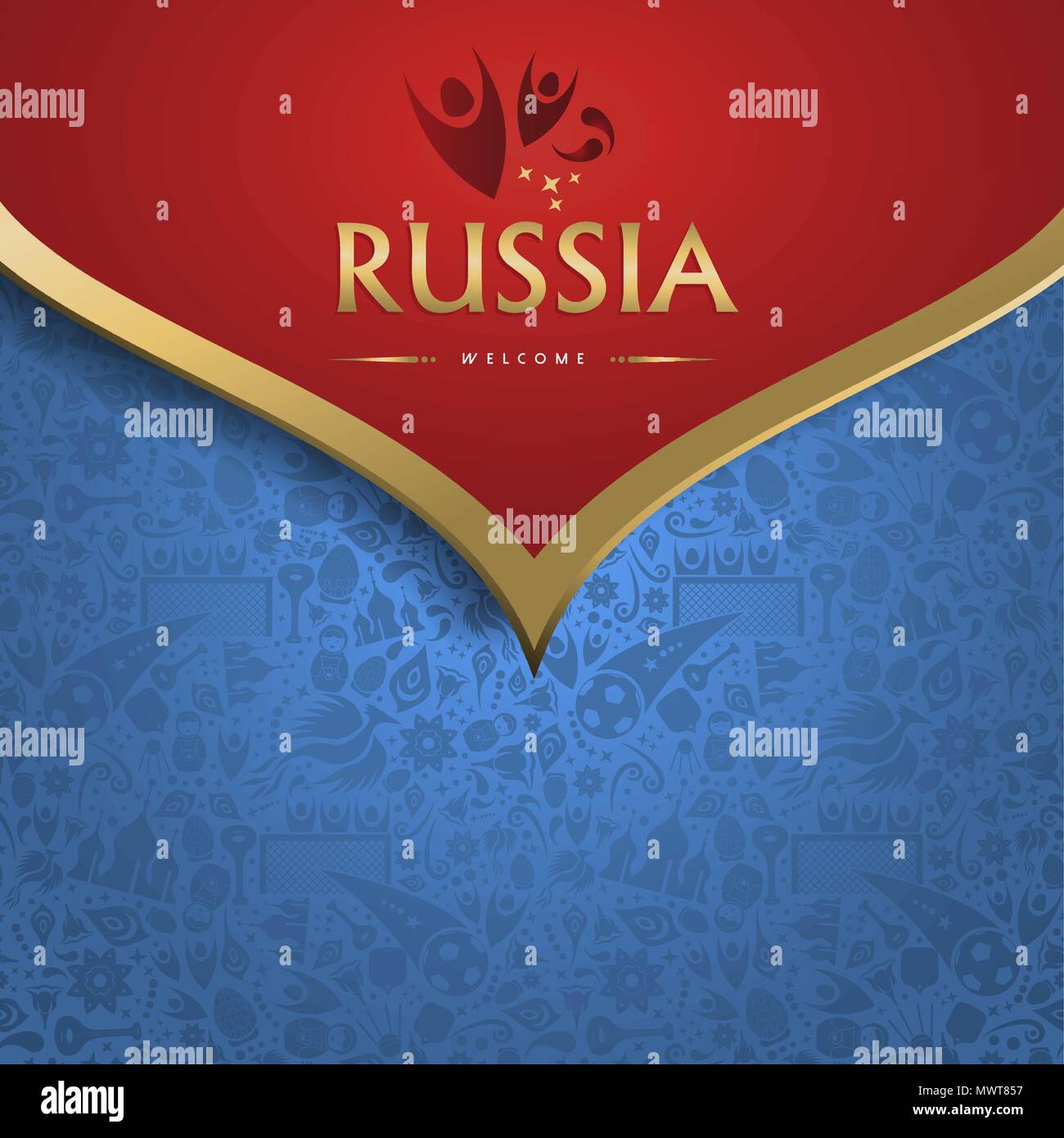 Nach Russland traditionellen Hintergrund Vorlage für besondere Fußball-Ereignis willkommen. Farbe Gold russische Dekoration. EPS 10 Vektor. Stock Vektor