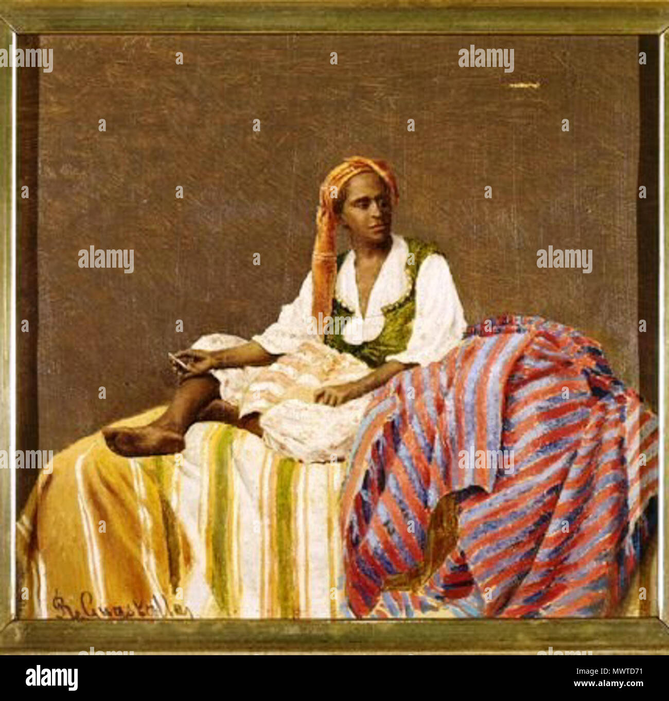 . Italiano: Onna negra 'Dseduta che Fuma' (1897), Di Roberto Guastalla. 1897. Roberto Guastalla 509 R. Guastalla-Donna negra seduta che Fuma Stockfoto