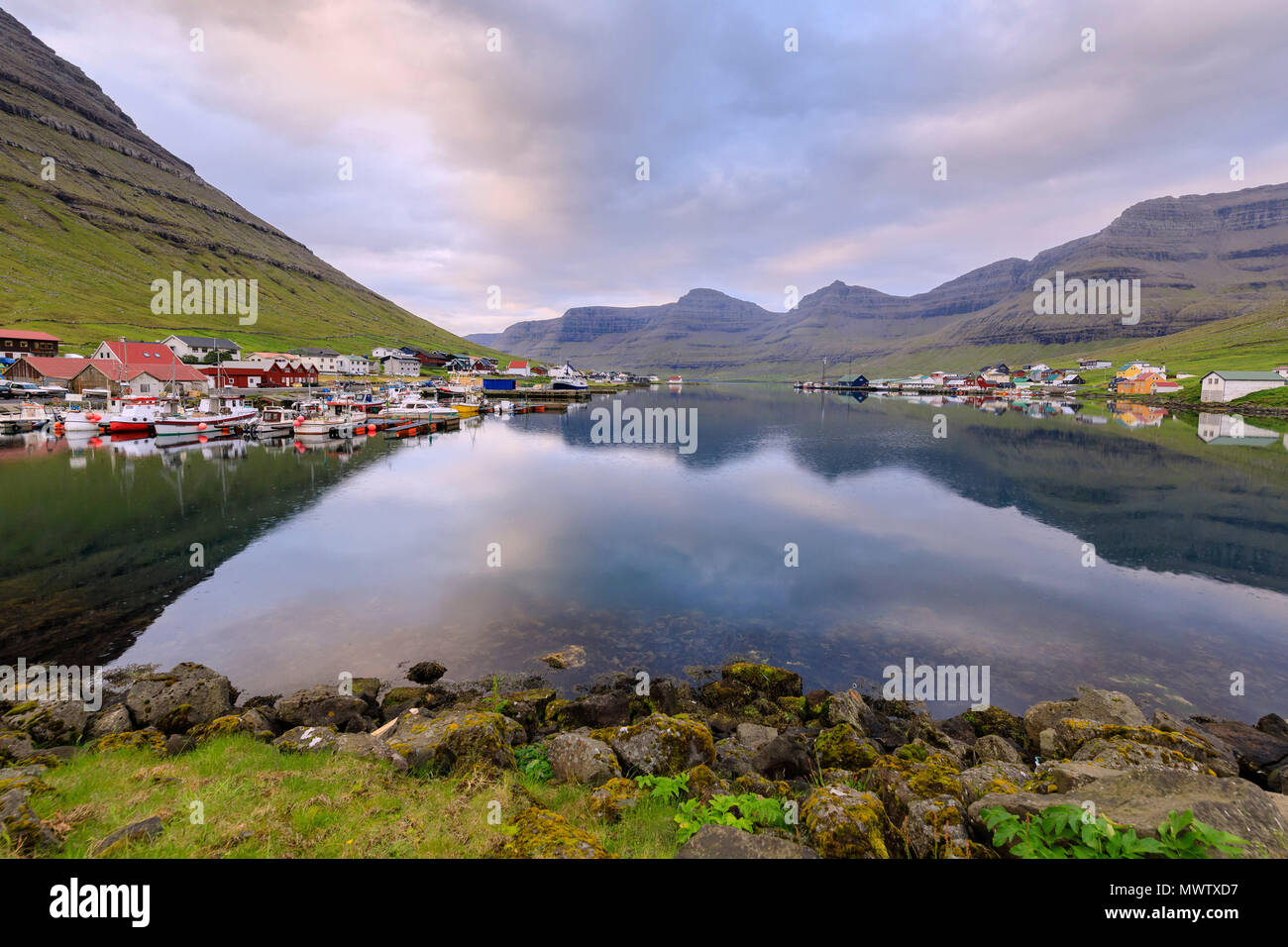 Dörfer der Insel und Hvannasund auf Vidoy Norddepil auf bordoy Island, Färöer, Dänemark, Europa Stockfoto