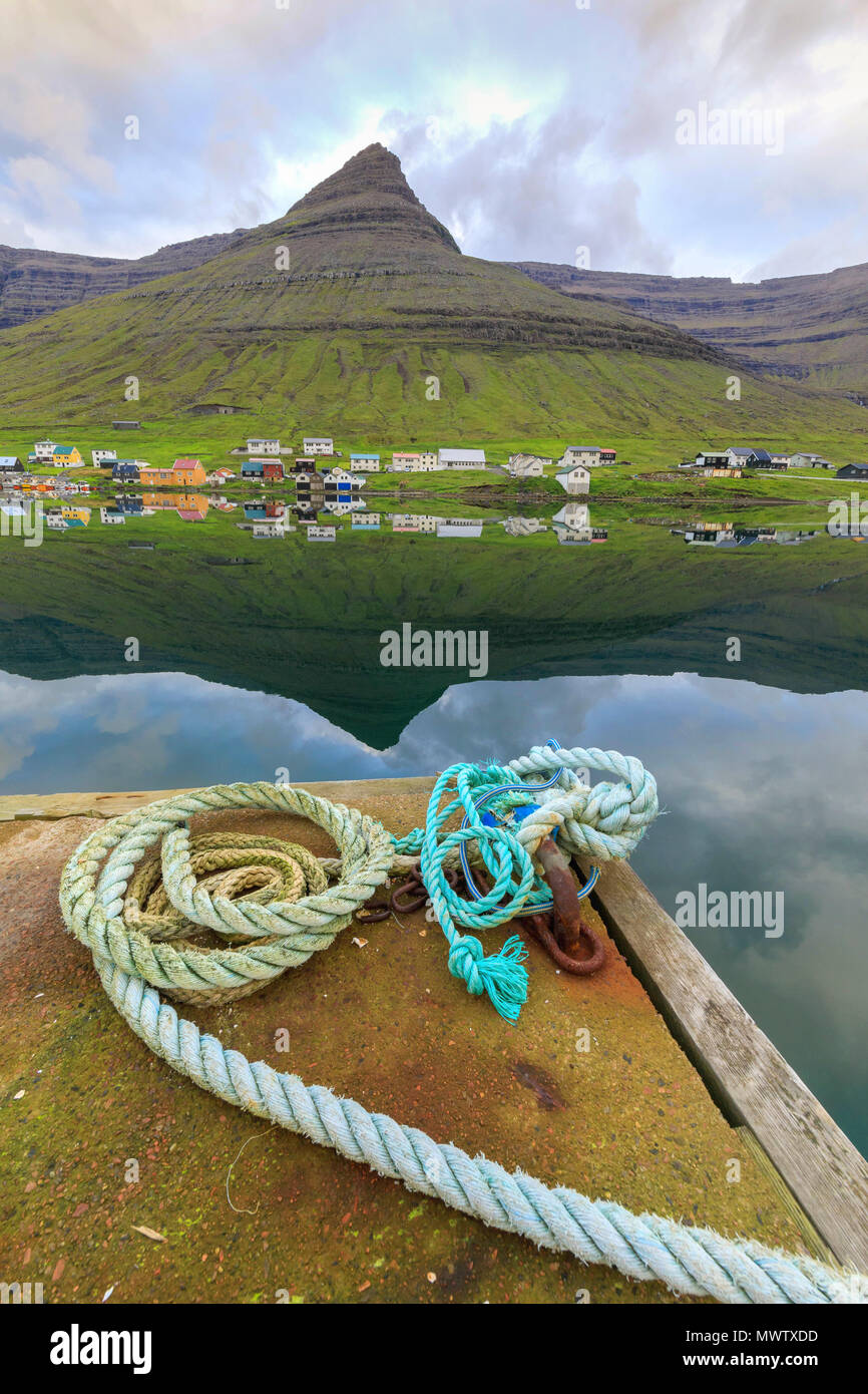 Dorf Norddepil, bordoy Island, Färöer, Dänemark, Europa Stockfoto