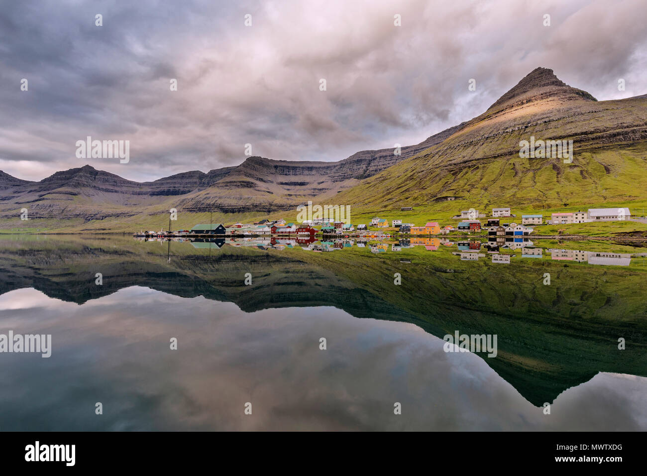Dorf Norddepil, bordoy Island, Färöer, Dänemark, Europa Stockfoto