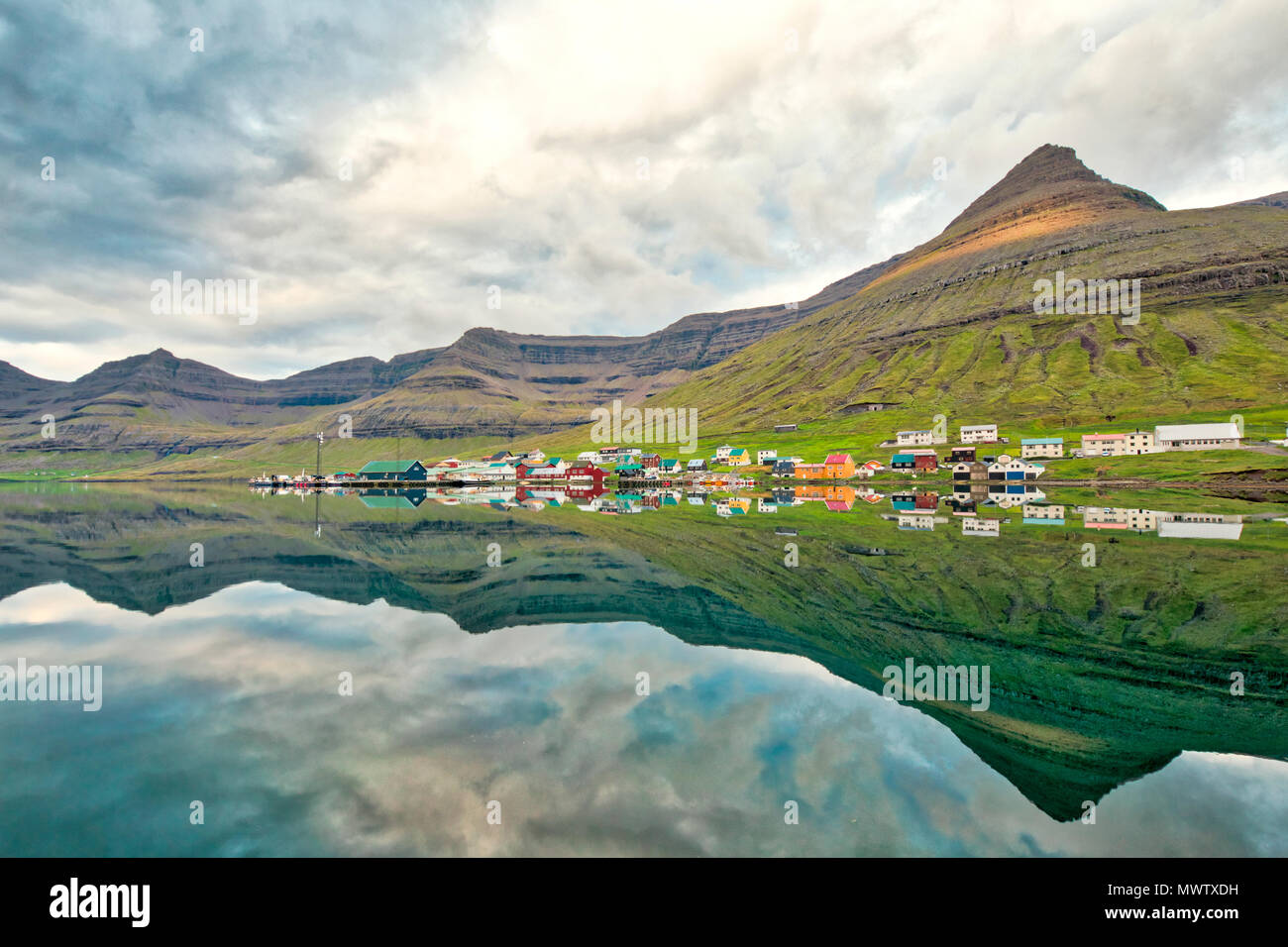 Dorf Norddepil, bordoy Island, Färöer, Dänemark, Europa Stockfoto