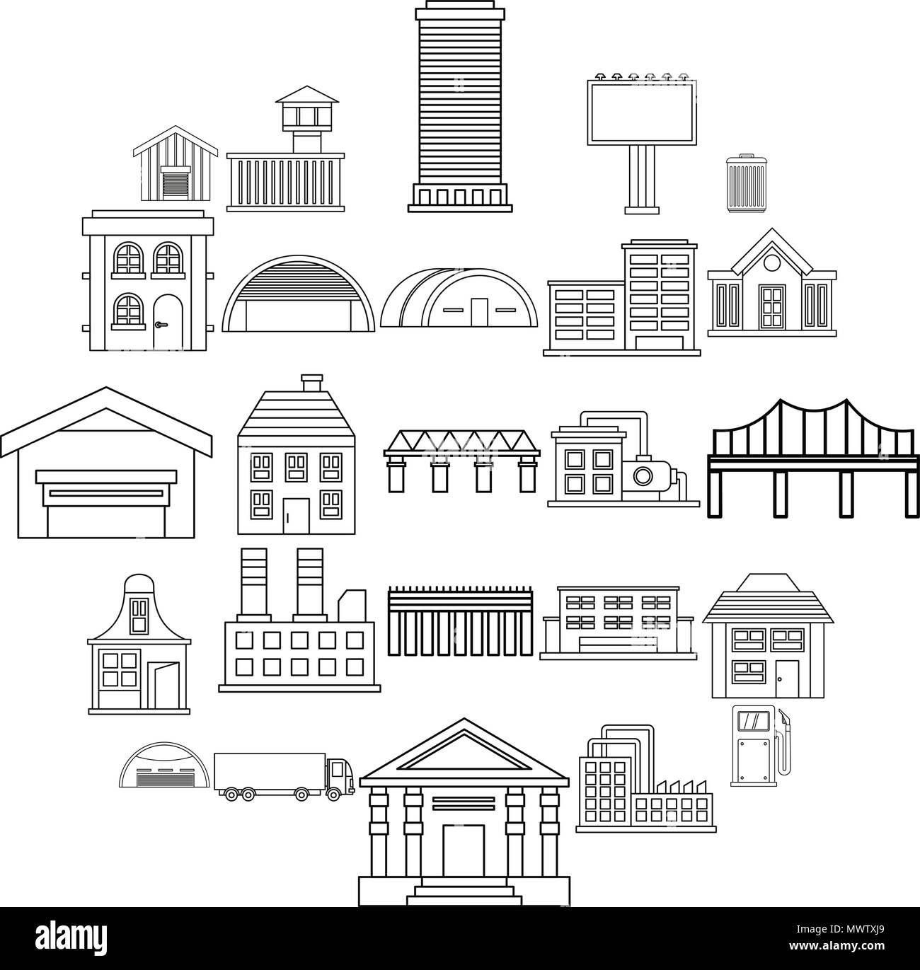 Workpeople Symbole gesetzt, outline Style Stock Vektor