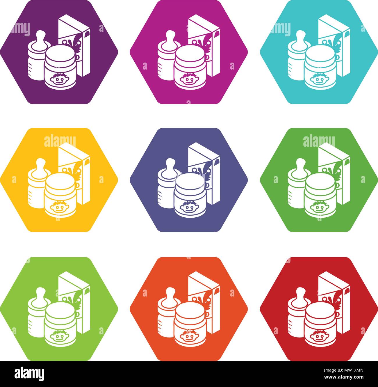 Babynahrung Icons Set9 Vektor Stock Vektor