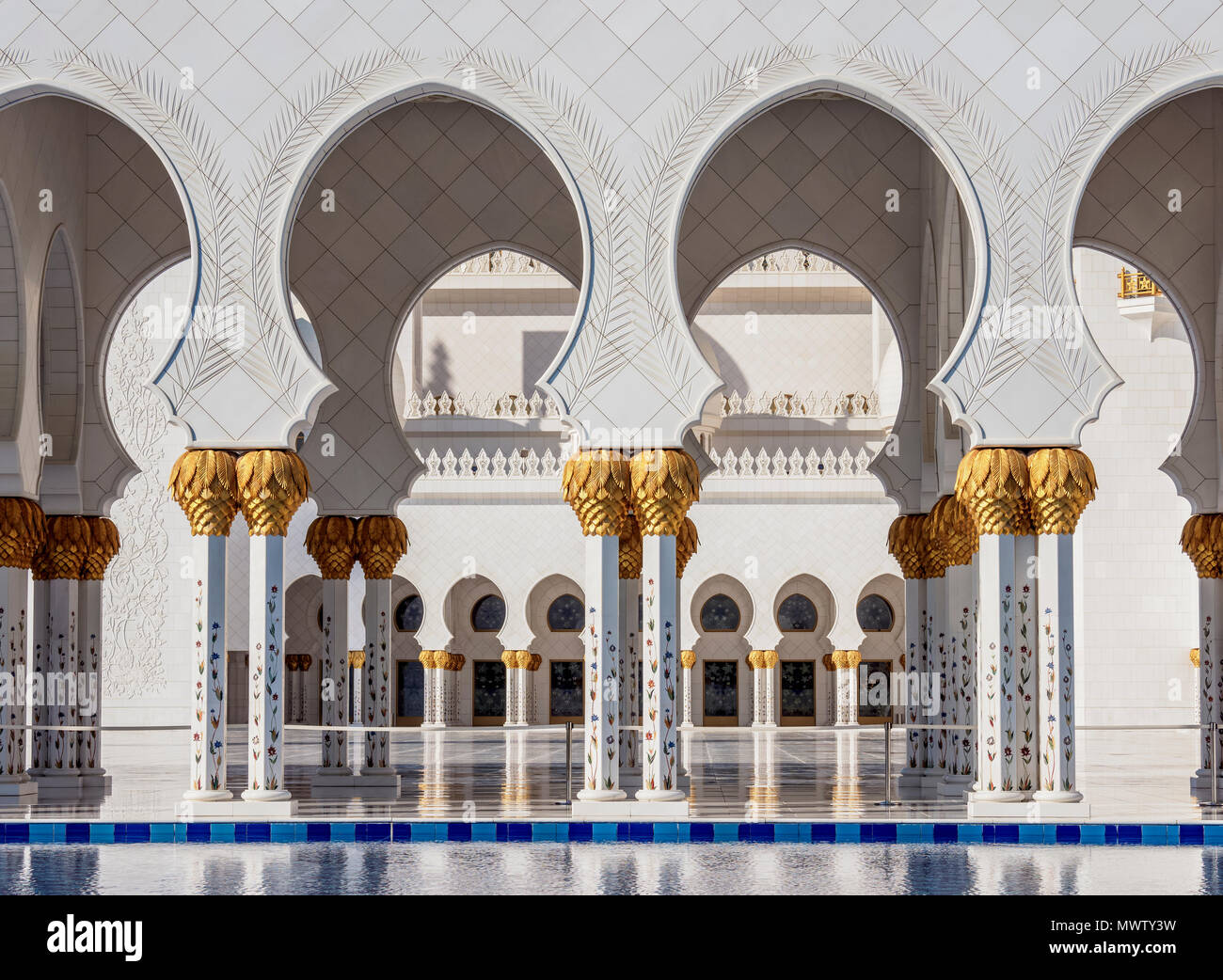 Sheikh Zayed bin Sultan Al Nahyan Moschee, Detailansicht, Abu Dhabi, Vereinigte Arabische Emirate, Naher Osten Stockfoto