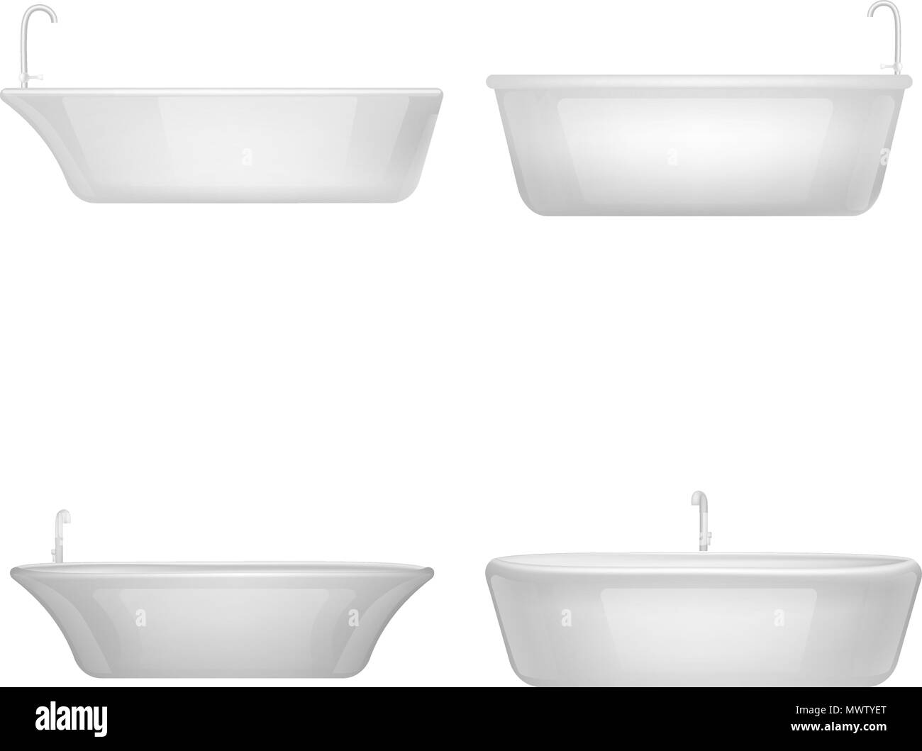 Badewanne Innenausstattung Mockup, realistischen Stil Stock Vektor