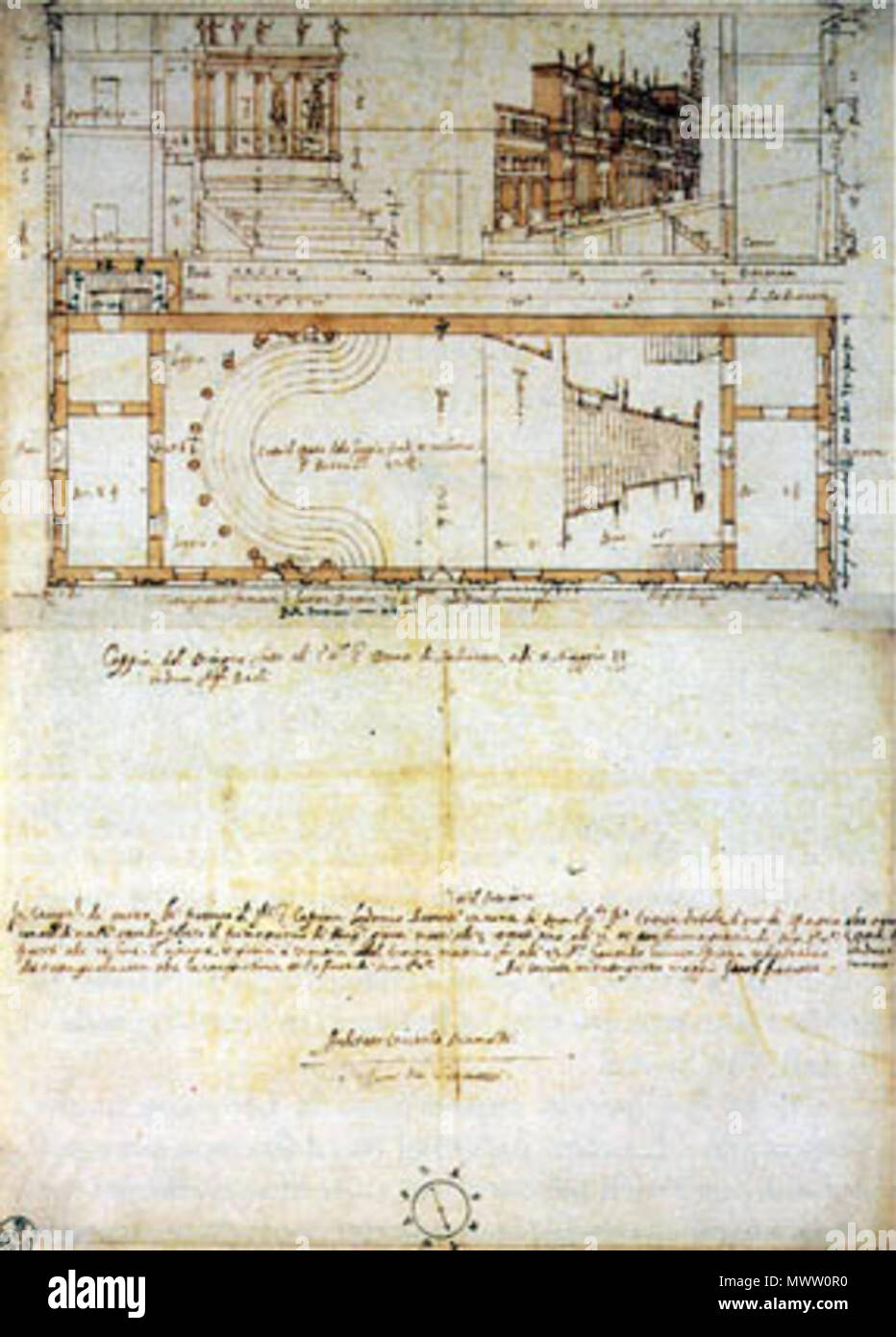 . Copia del Disegno preparatorio per Il Teatro di Sabbioneta di Vincenzo Scamozzi ab 1600 bis. 21. August 2004. Vincenzo Scamozzi ab 1600 bis zu 589 Teatro Sabbioneta Scamozzi ab 1600 bis Stockfoto