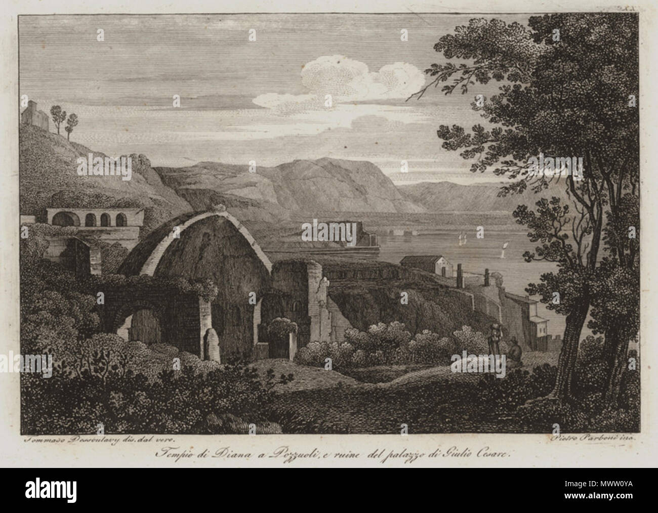 . Englisch: Tempio di Diana ein Pozzuoli, e Ruine del Palazzo Di Giulio Cesare - raccolta Di Vedute Del Regno Di Napoli E Suoi Contorni Disegnate Al Vero Rom Presso Po - 1850. 1850. (Sammelwerk) G.B. Costa/Tommasso Dessonlavy/Silvestro Bossi/Francesco Santarelli/Pietro Parboni 590 Tempio di Diana ein Pozzuoli, e Ruine del Palazzo Di Giulio Cesare - raccolta Di Vedute Del Regno Di Napoli E Suoi Contorni Disegnate Al Vero Rom Presso Po - 1850 Stockfoto