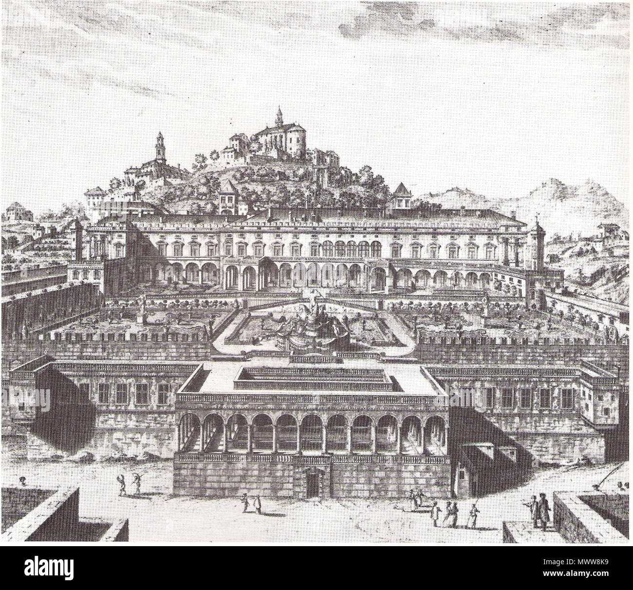 . Raffigurazione probabile del Palazzo del Principe di Genova nel XVI secolo voluto da Andrea Doria. 20. Juni 2009. Davide Papalini 465 Palazzo del Principe-Genova-XVI secolo Stockfoto