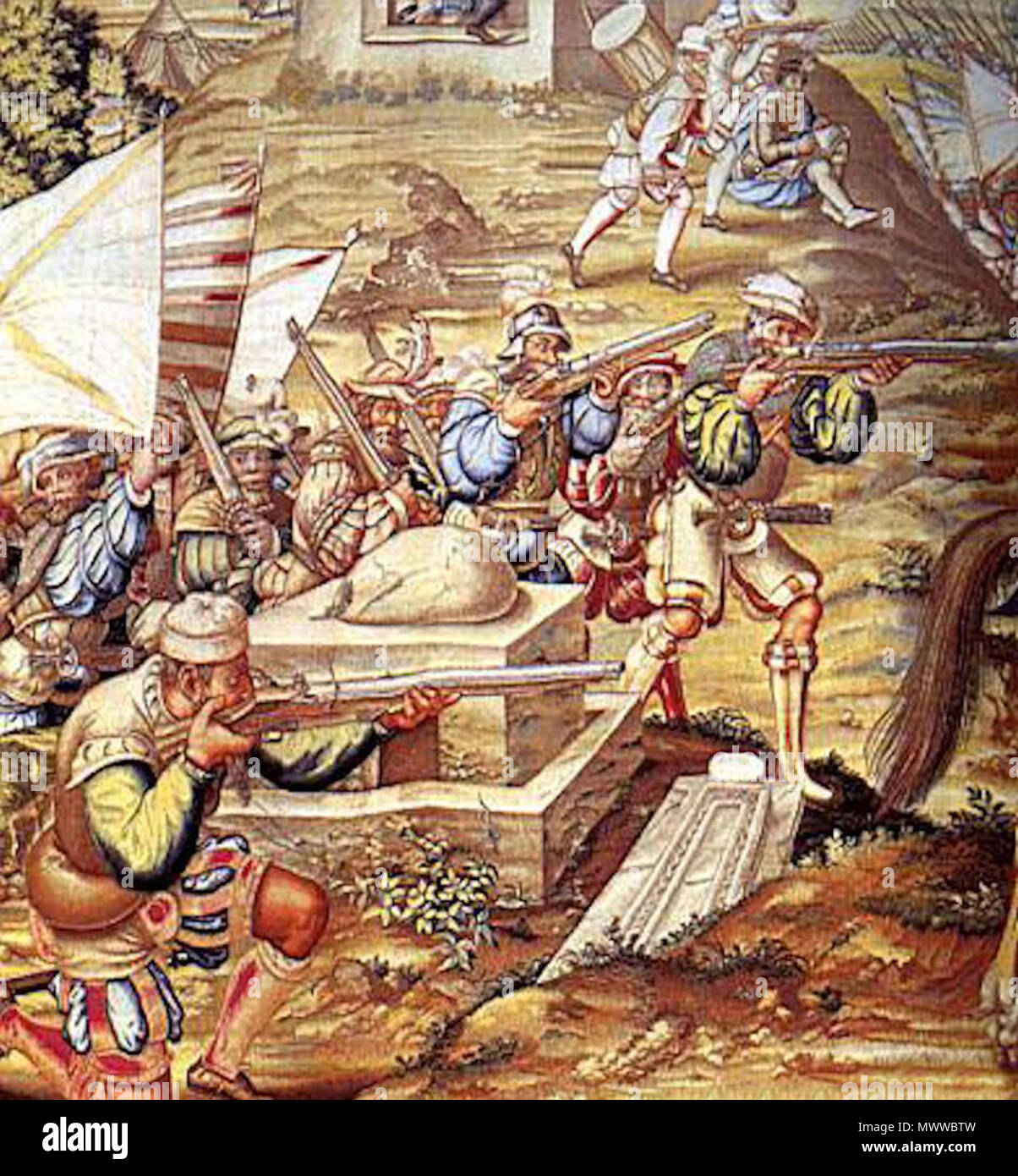 . Englisch: die Eroberung von Tunis 1535 English: kaiserlichen Truppen bei der Eroberung von Tunis, 1535 Wandteppich von Jan Cornelisz Vermeyen als Kaiser Karl V. zu seinem Feldzug nach Tunis aufbrach, ließ er sich von den Malern Jan Cornelisz Vermeyen und Cornelius Antonisz begleiten. Sie dienten als Zeichner Thunfischwadenfänger Feldzüge. Die Abbilder der Zeichnungen wurden als für Wandteppiche verwendet.[13]. 16. Jahrhundert. Jan Cornelisz Vermeyen 141 Eroberung von Tunis 1535 Stockfoto