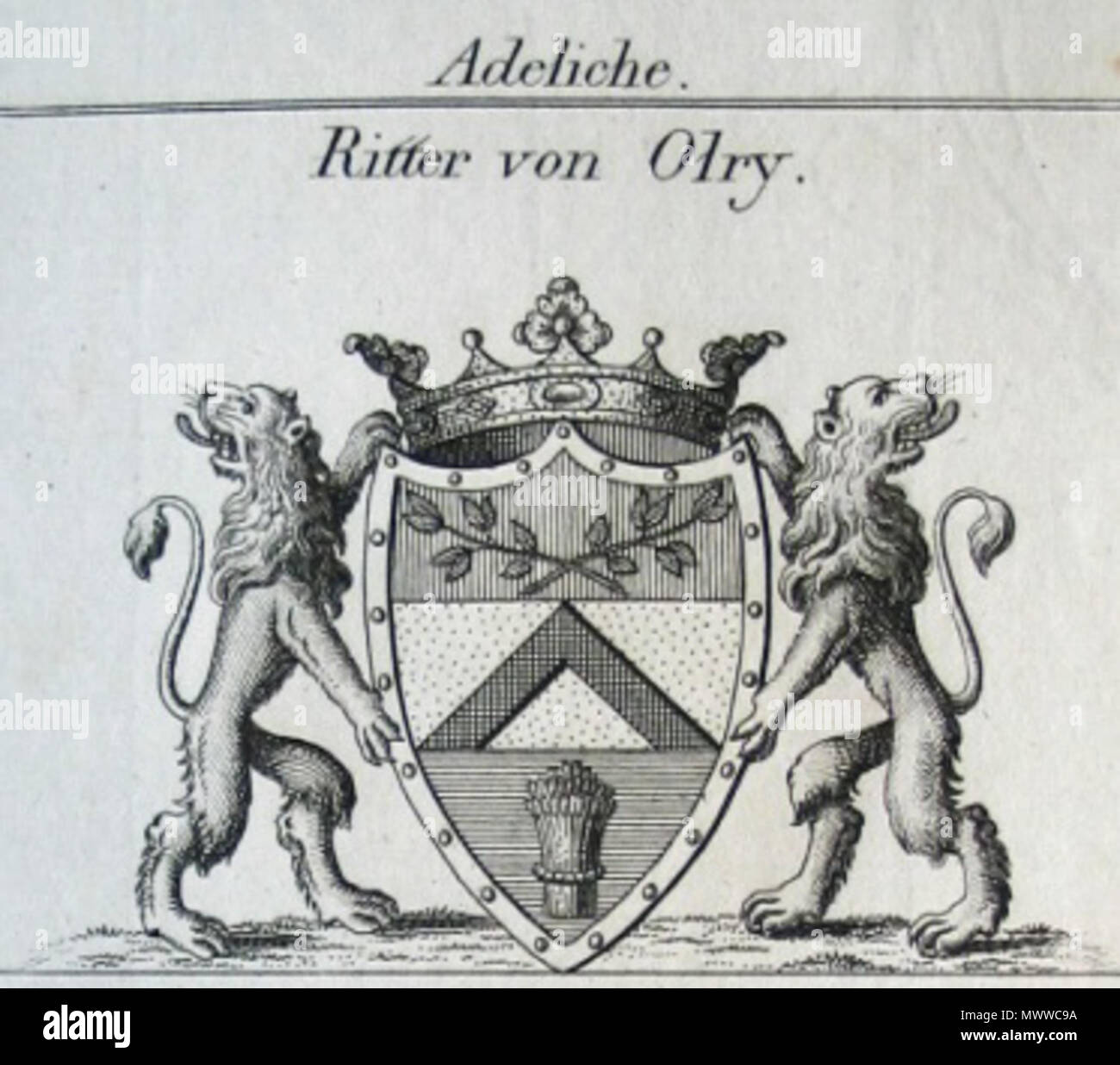 . English: Wappen des französisch-bayerischen Adelsgeschlechtes der Ritter von Olry. 23 November 2009, 10:55:00 Uhr. Konrad Dieckmann (1771-1826) 523 Ritter von olry Stockfoto