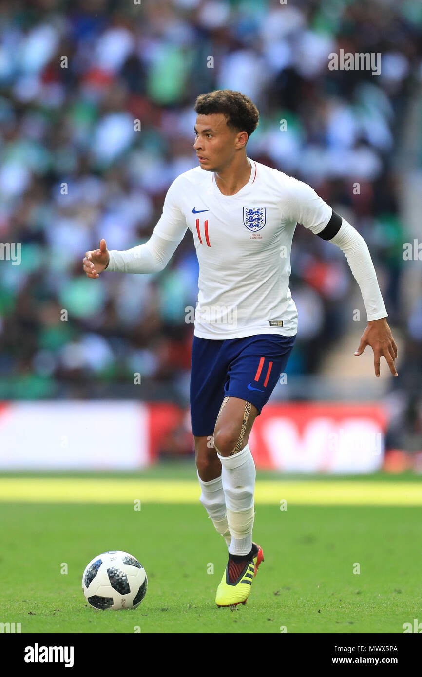 Wembley Stadion, London, UK. 2. Juni 2018. Internationaler Fußball-freundlich, England und Nigeria; Dele Alli von England Credit: Aktion plus Sport/Alamy leben Nachrichten Stockfoto