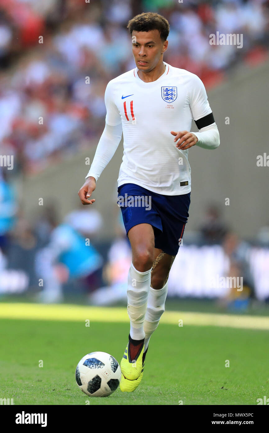 Wembley Stadion, London, UK. 2. Juni 2018. Internationaler Fußball-freundlich, England und Nigeria; Dele Alli von England Credit: Aktion plus Sport/Alamy leben Nachrichten Stockfoto