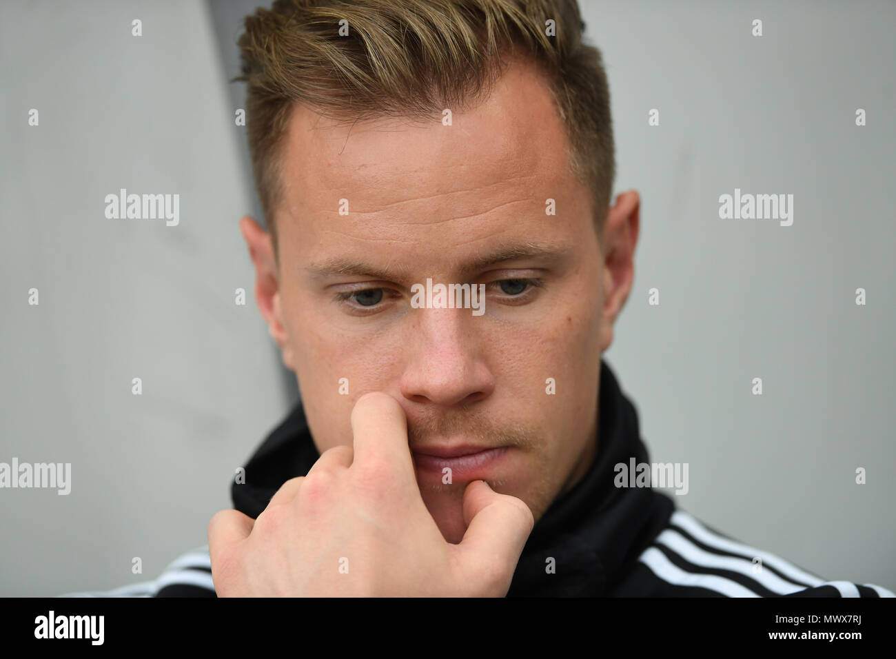 Torwart Treber - Andre ter Stegen (Deutschland) GES/Fußball/Test Match: Oesterreich-Germany, 02.06.2018 Fußball: Testmatch: Österreich vs Deutschland, Standort, Juni 2, 2018 | Verwendung weltweit Stockfoto