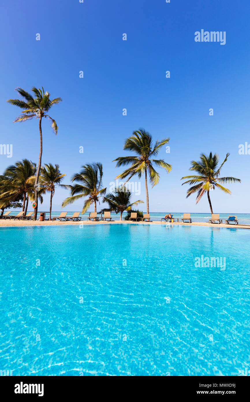 Karafuu Beach Resort Pingwe, Schwimmbad, Insel Sansibar, Tansania, Ostafrika, Südafrika Stockfoto