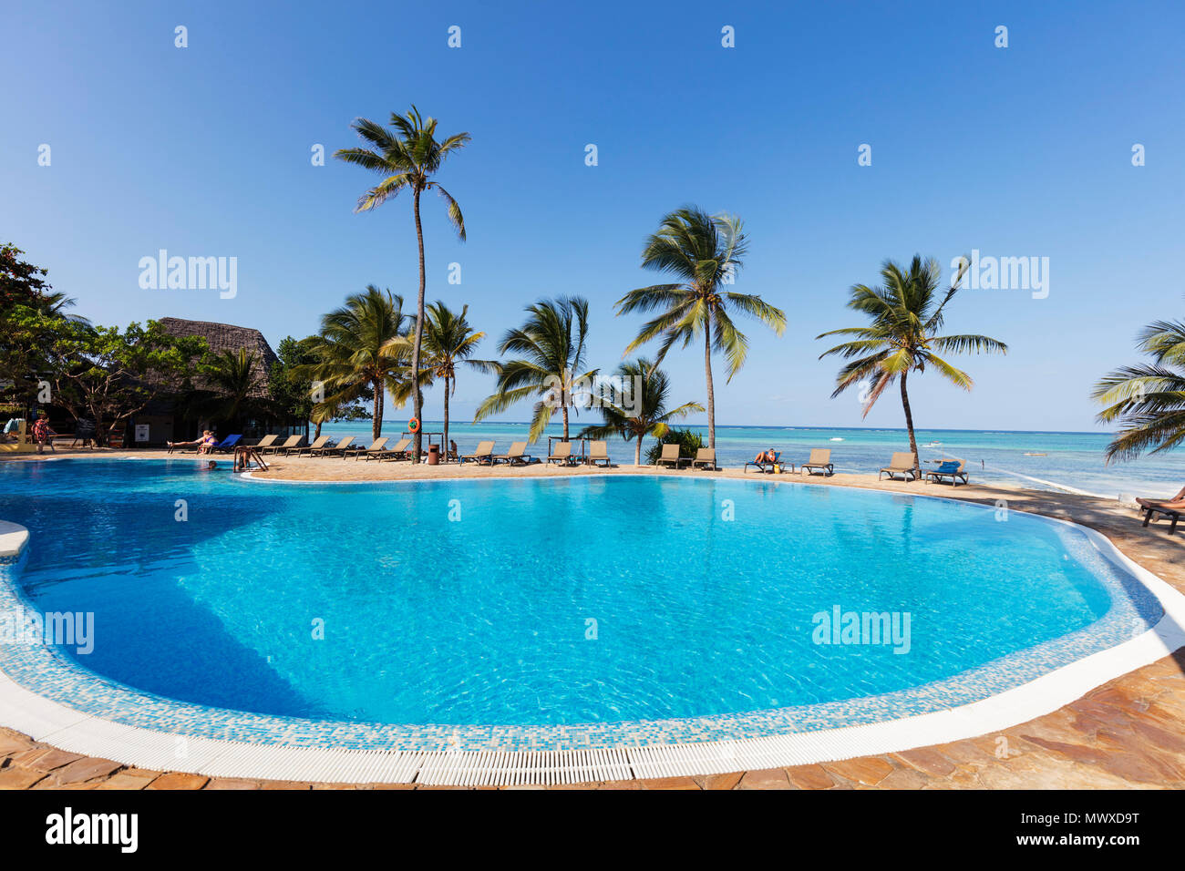 Karafuu Beach Resort Pingwe, Schwimmbad, Insel Sansibar, Tansania, Ostafrika, Südafrika Stockfoto