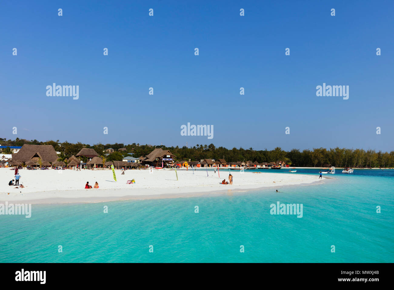 Strand vor auf Kendwa Hotel, Nungwi, Insel Sansibar, Tansania, Ostafrika, Südafrika Stockfoto