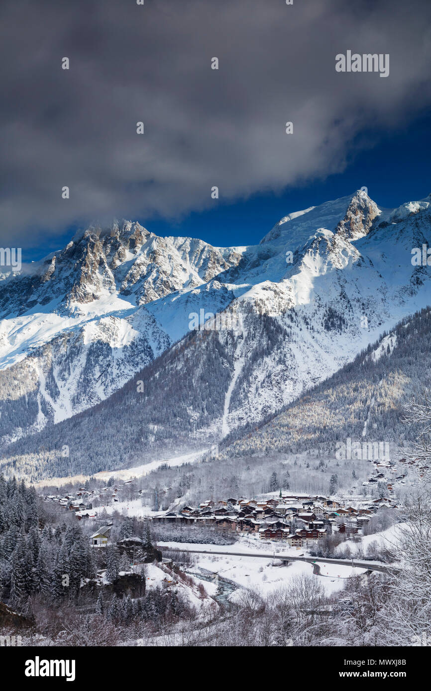 Les Houches Dorf Mont Blanc, Chamonix, Haute Savoie, Rhone Alpes, Frankreich, Europa Stockfoto