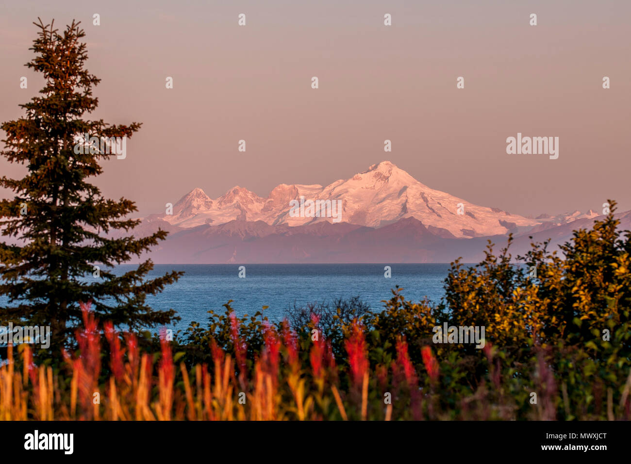 Mount Redoubt, Lake Clark National Park, Alaska, Vereinigte Staaten von Amerika, Nordamerika Stockfoto