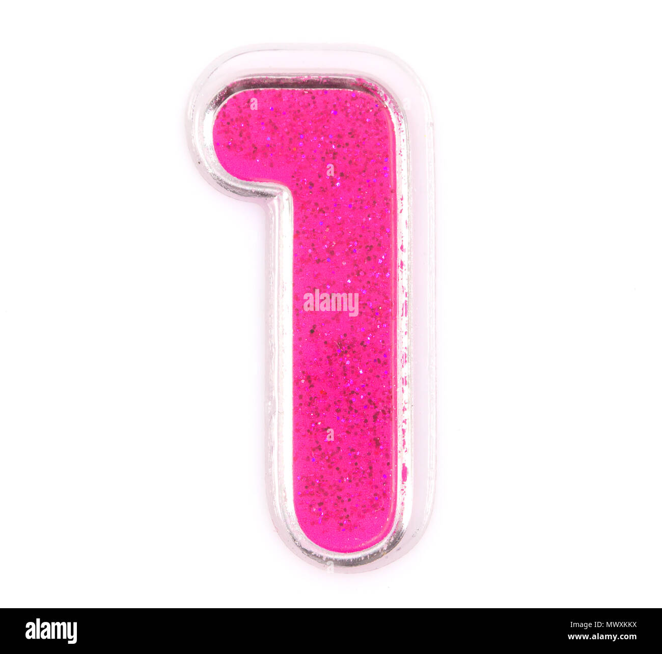 Brief Nr. 1 Symbol rosa Farbe auf weißem Hintergrund, Rosa Anzahl Symbol. Stockfoto