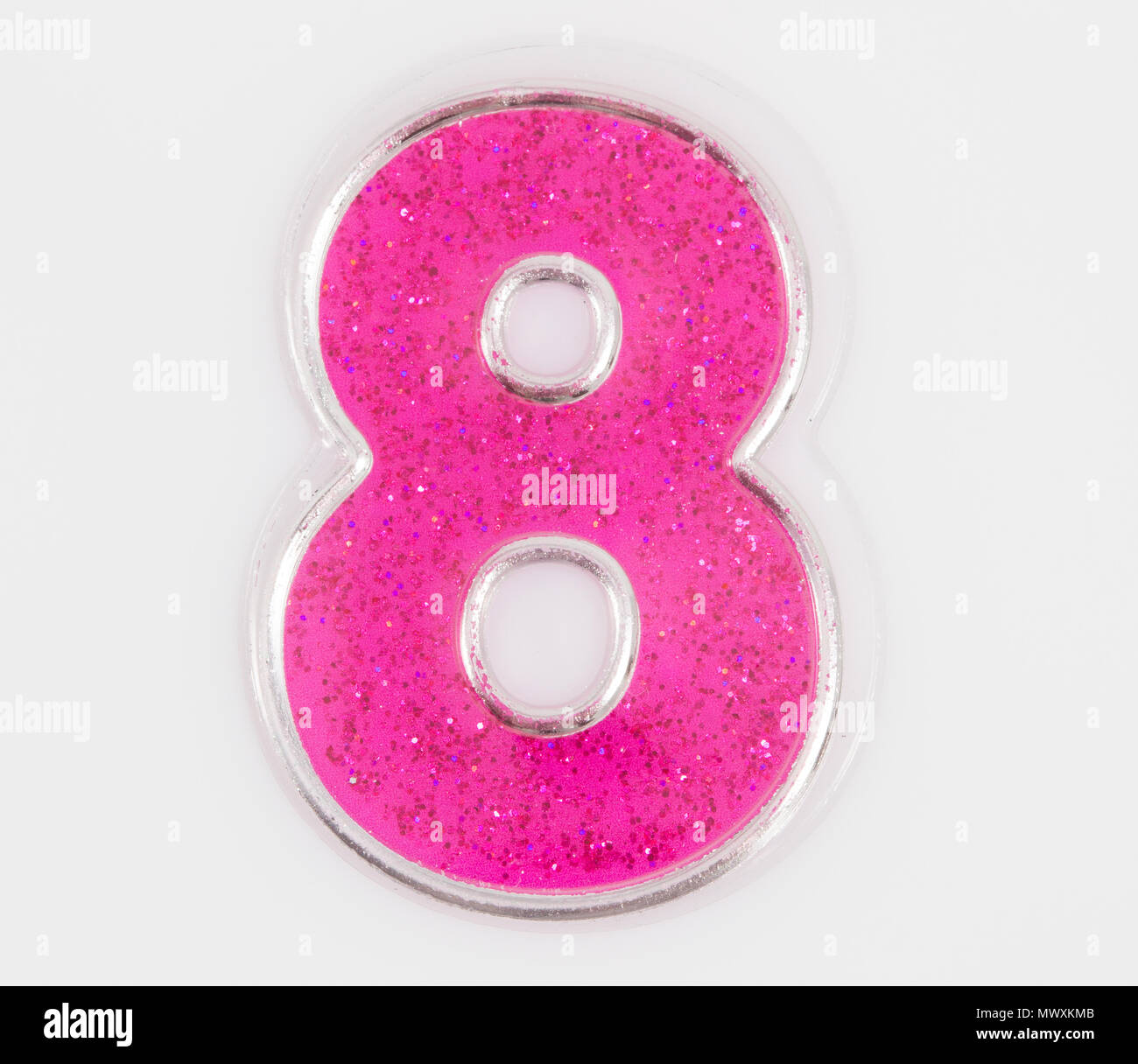Brief Nr. 8 Symbol rosa Farbe auf weißem Hintergrund, Rosa Anzahl Symbol. Stockfoto