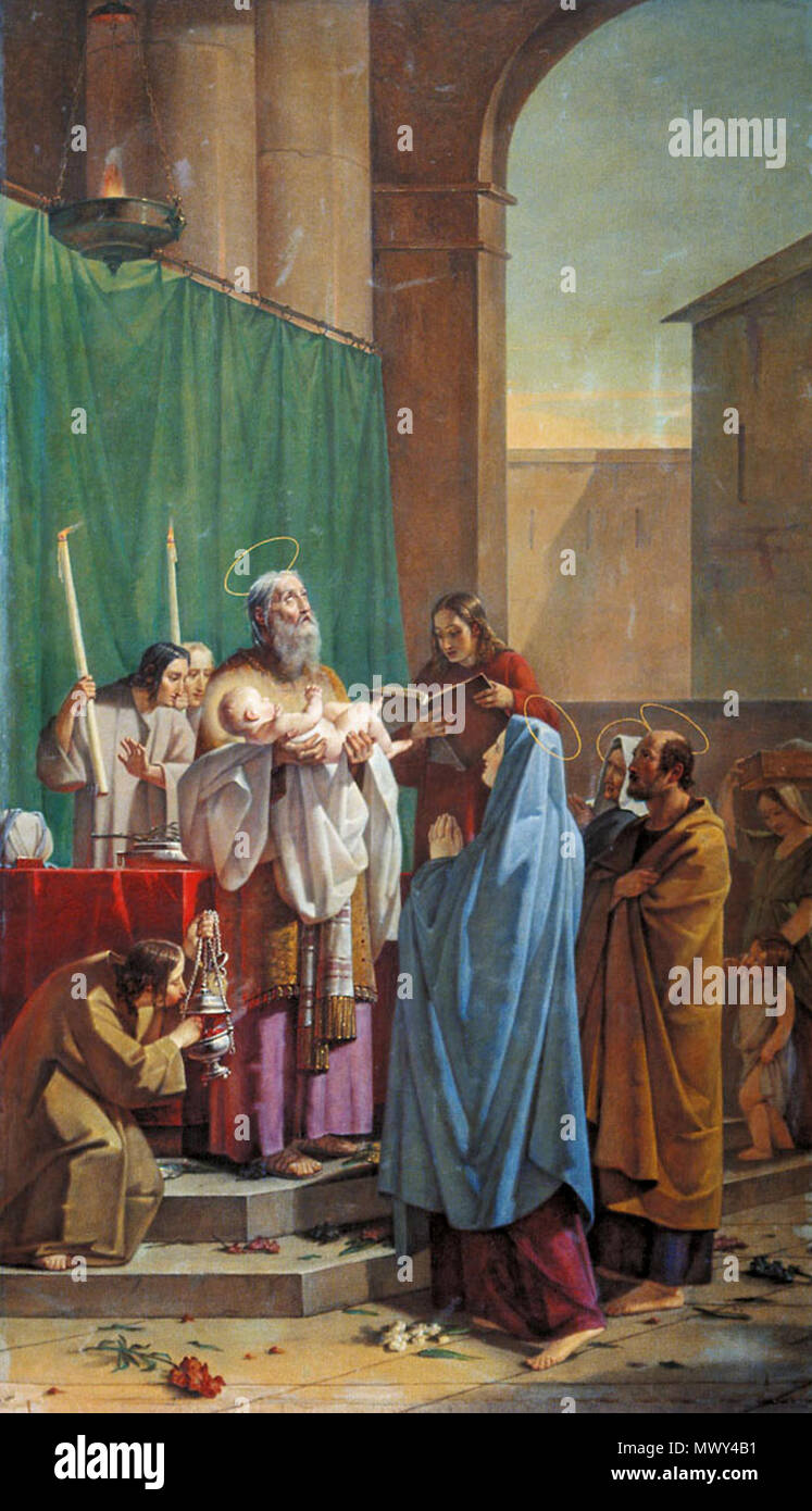 . Englisch: Simeon der Gerechten, 1847 Русский: Симеон Богоприимец (1847). 1847. Vasily Shebuyev (1777-1855) 555 Shebuev Simeon-Bogopriimets, 1847 Stockfoto