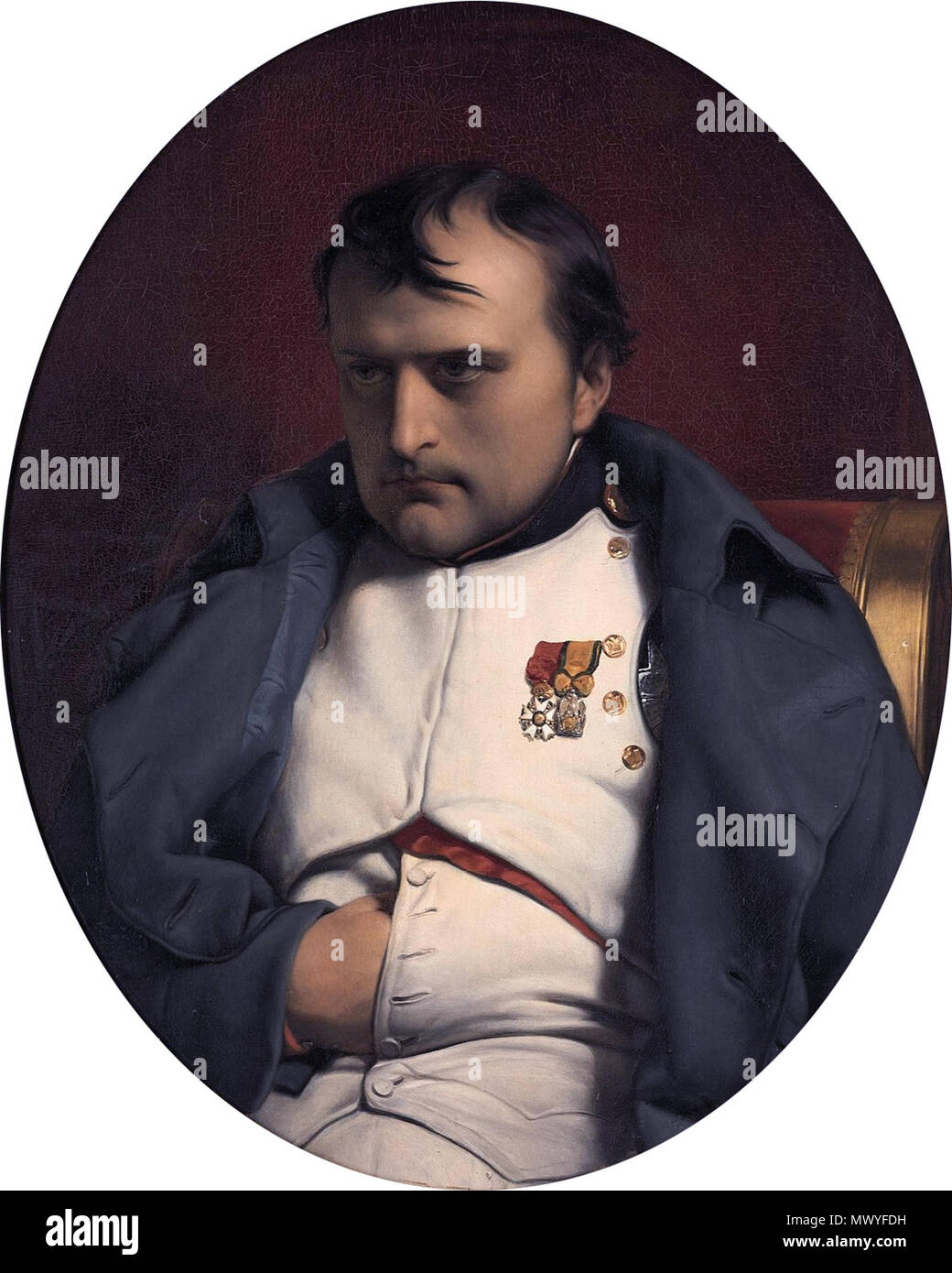. Englisch: Napoleon in Fontainebleau, 31. März 1814 datierte und unterzeichnete "Paul de la Roche 1845' (Mitte links) Öl auf Leinwand 82 x 65 cm. 1845. Paul Hippolyte Delaroche (Paris 1797-1856); 438 Napoleon in Fontainebleau, 31. März 1814 von Paul Hippolyte Delaroche (Paris 1797-1856) Stockfoto