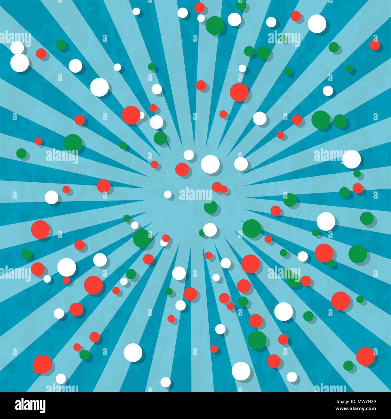 Tag der Unabhängigkeit in Madagaskar. 26. Juni. Konzept der ein nationaler Feiertag. Strahlen aus der Mitte. Blauer Hintergrund, grunge Textur. Kreise der Flagge Farben Stock Vektor