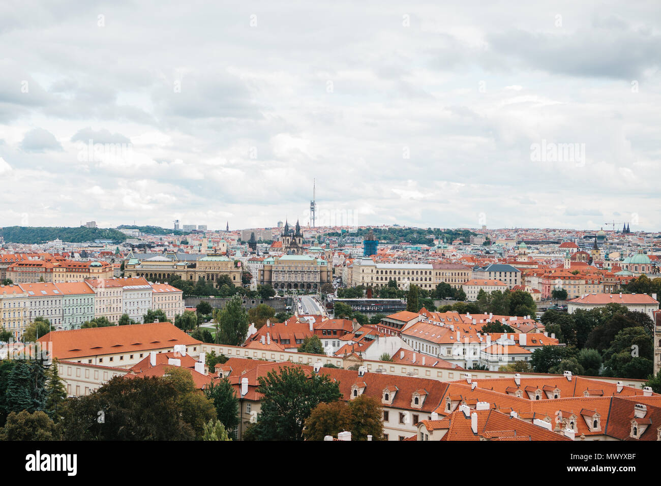 Schöne Sicht auf die Architektur von Prag in der Tschechischen Republik. Prag ist eine der beliebtesten Orte für Touristen aus der ganzen Welt zu besuchen Stockfoto