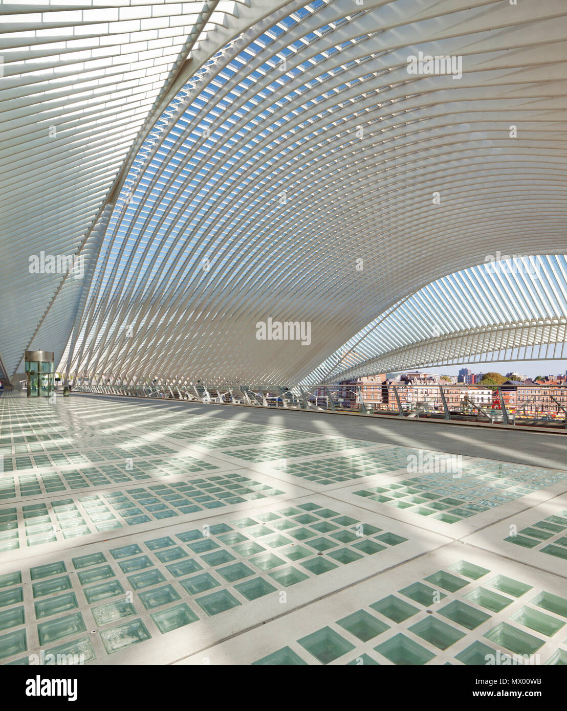 Lüttich Guillemins im zweiten Stock auf der Rückseite der Station. Architekt: Santiago Calatrava. Stockfoto