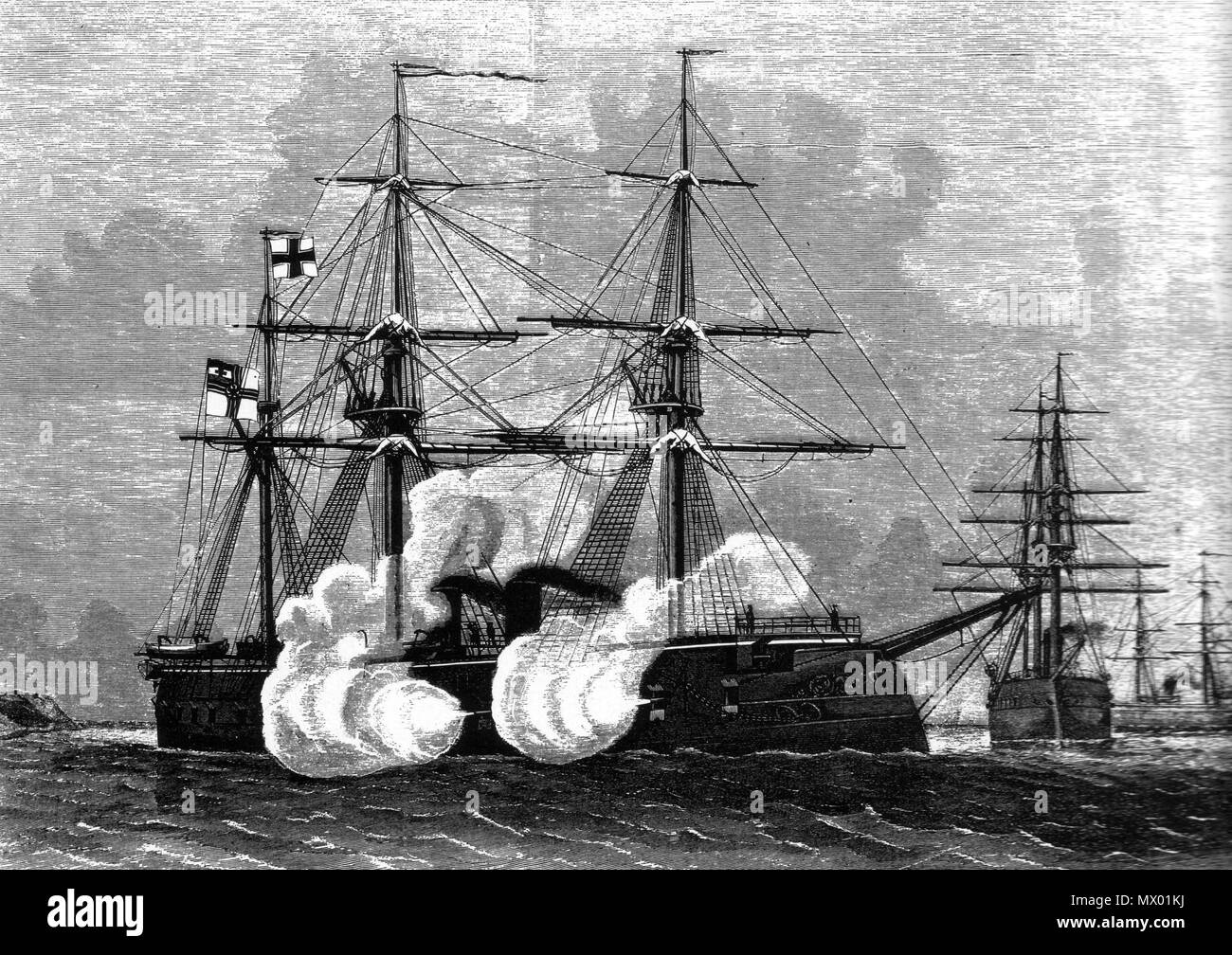 . Englisch: Imperiale Flotte. 30 Juli 2014, 21:02:03. Unbekannt 333 Kaiserlichen Marine Danziger Reede Kronzprinz Friedrich Carl Ariadne Stockfoto