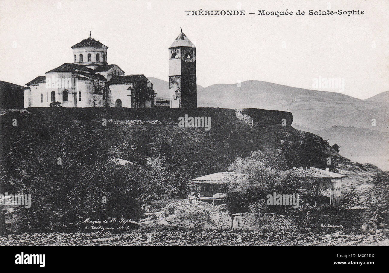 . Englisch: Postkarte auf die Hagia Sophia in Trapezunt (Trabzon, Türkei). 7. August 2014, 15:30:48. Messageries Maritimes 264 Hagia Sophia, Trapezunt Stockfoto