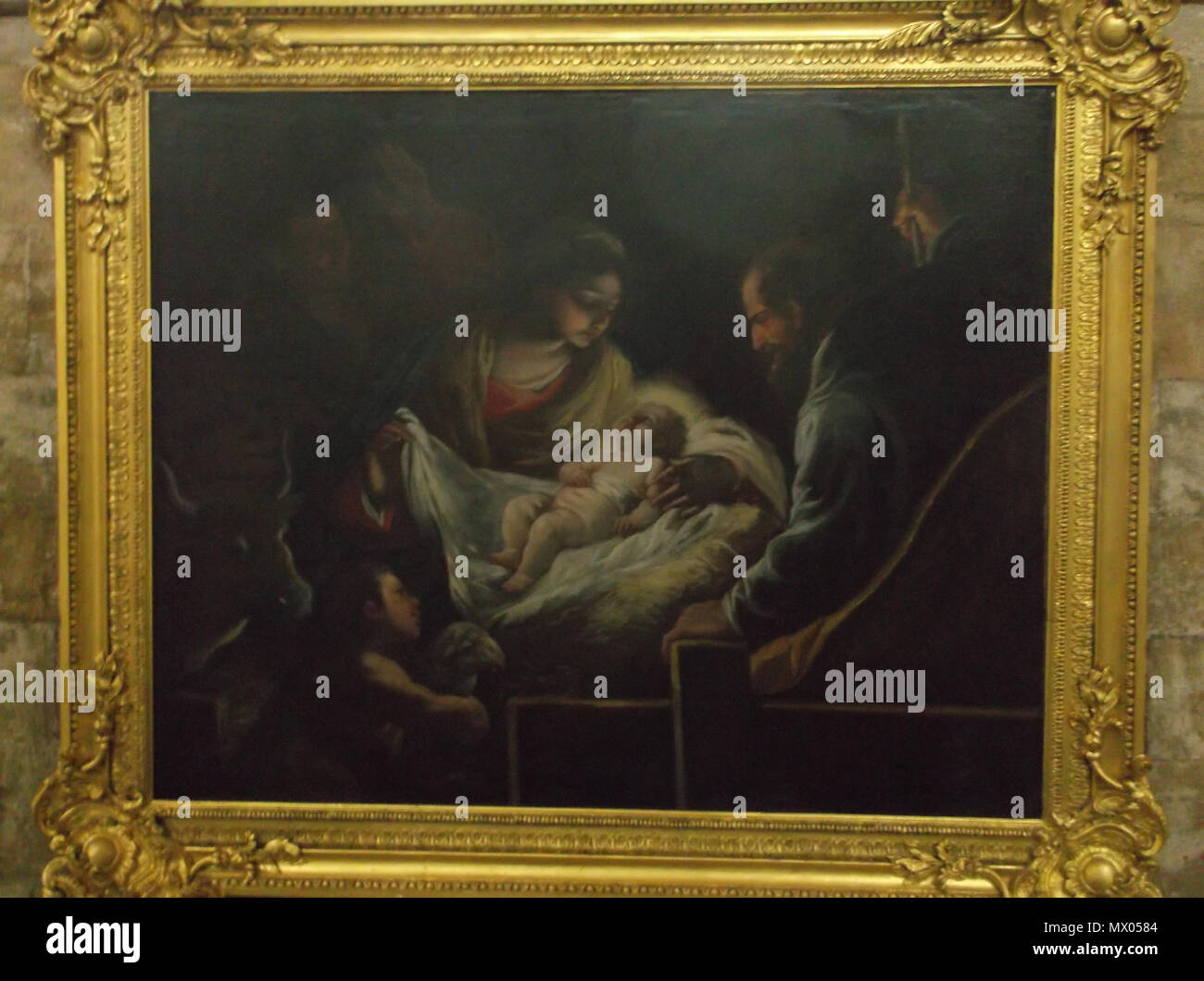 . Englisch: Die Krippe, Gemälde von Gherard delle Notti (1590 - 1656), in der Kathedrale von Exeter. 21 Oktober 2015, 16:09:52. Gherard delle Notti (1590 - 1656); Foto: Harry Mitchell 598 die Geburtskirche Gherard delle Notti in der Kathedrale von Exeter (3) Stockfoto