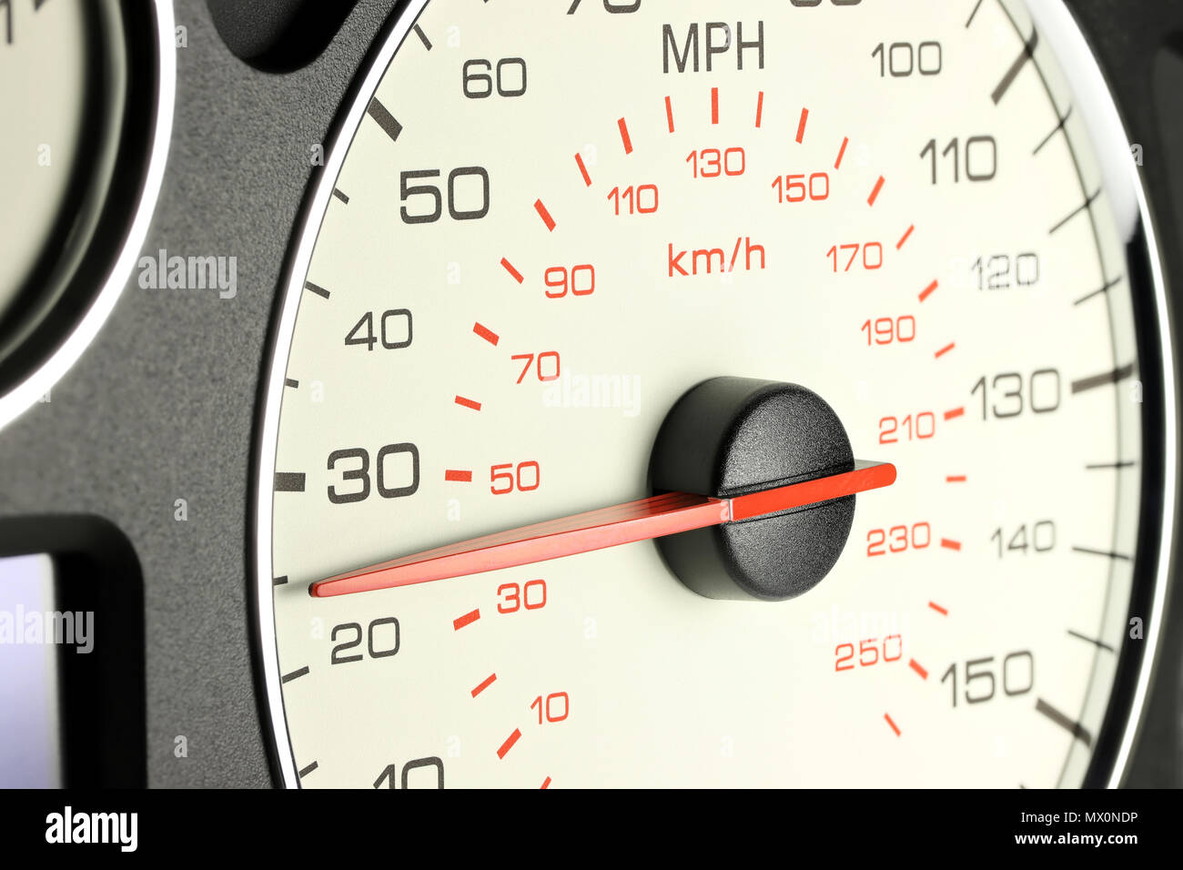 Tachometer bei 25 MPH Stockfoto