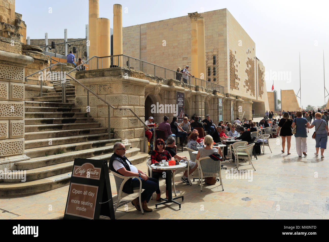 Street Scene, Trio ir Repubblika, Valletta, Malta Stockfoto