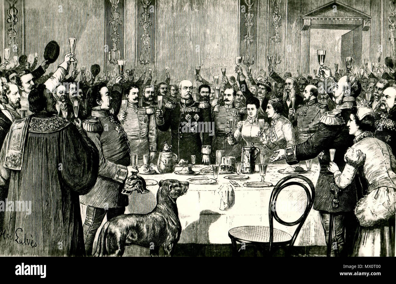 . English: Geburtstagsfeier Bismarck 1885 in Berlin. Bisrarck hält einen Trinkspruch auf den Kaiser. 16 November 2014, 05:11:16. Unbekannt 86 BismarckGeburtagsfeier 1885 Stockfoto . English: Geburtstagsfeier Bismarck 1885 in Berlin. Bisrarck hält einen Trinkspruch auf den Kaiser. 16 November 2014, 05:11:16. Unbekannt 86 BismarckGeburtagsfeier 1885 Stockfoto