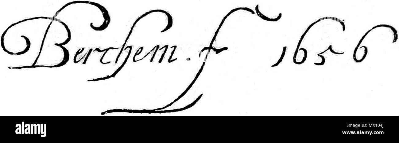 . Nederlands: De ossendrift, signatuur. 1656. Nicolaes Berchem 594 Die Rinderherde von Nicolaes Berchem Rijksmuseum Amsterdam SK-A-30-Signatur Stockfoto