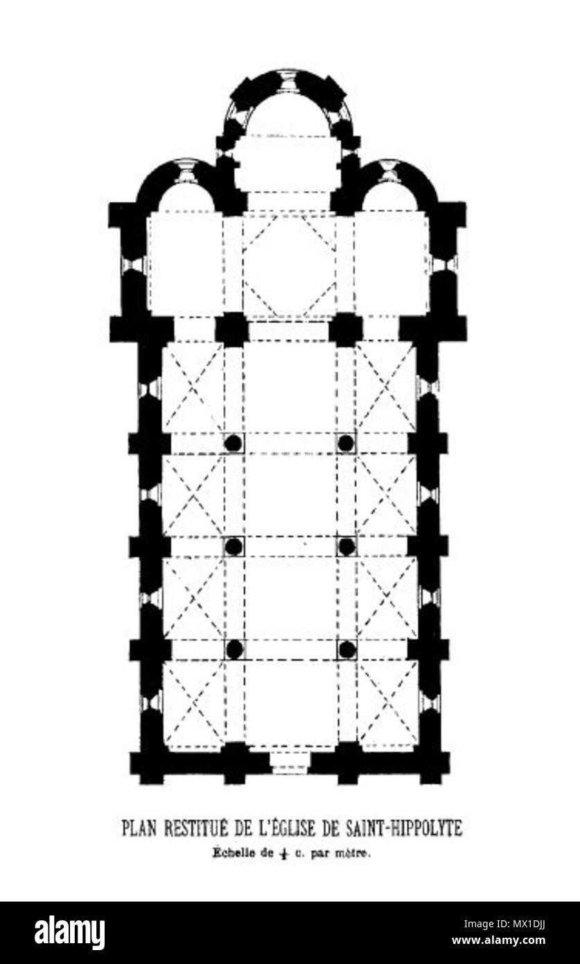 487 Plan de l'église Saint Hippolyte de Bonnay Stockfoto