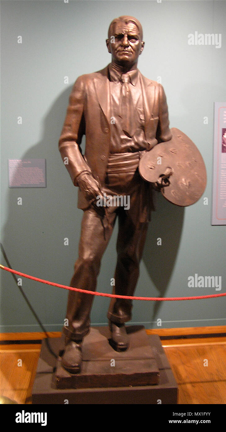 . Englisch: Statue von C.M. Russell, an der Montana Historical Society MacKay Sammlung, Helena, MT. 10. Dezember 2011. Bildhauer nicht bekannt ist, wird sie Artist Info 134 CMR MacKay Stockfoto