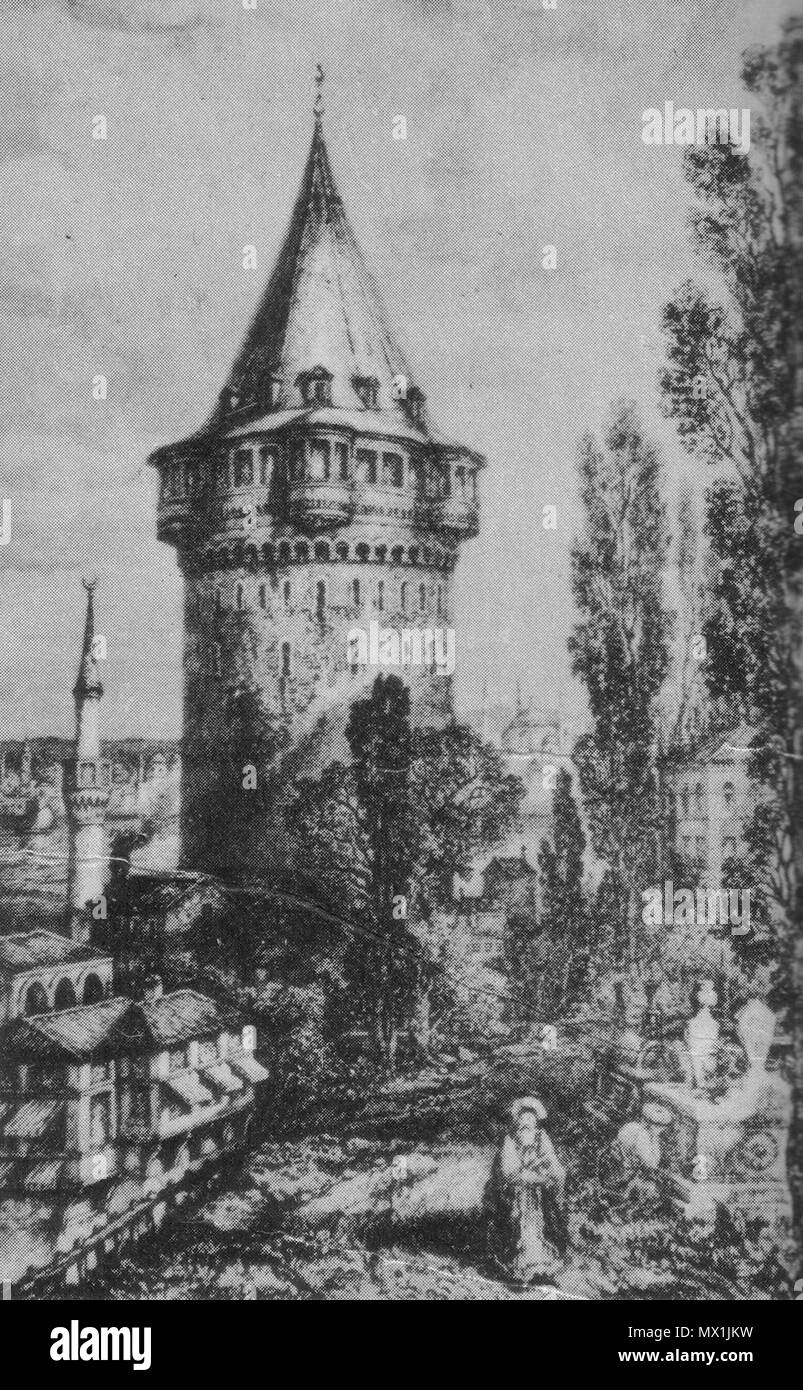 . Englisch: Turm von Galata, Istanbul (Türkei). 15. Februar 2012. Marcell Restle 618 Turm von Galata (Istanbul) Stockfoto
