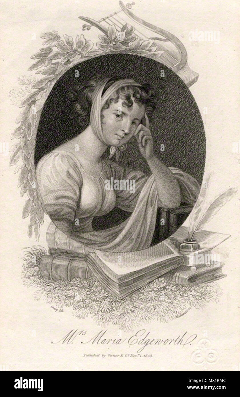 . Englisch: Portrait von Maria Edgeworth, Leitung und Dichtfläche Gravur. 1. November 1808 veröffentlicht. Mackenzie, nachdem William Marshall Craig (1788-1828) 385 Mackenzie-Maria floruit Edgeworth Stockfoto