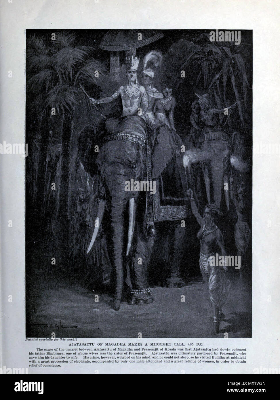 . Genaue Erscheinungsdatum unbekannt.. Unbekannt 31 Ajatashatru von Magadha, macht eine 24.00 Uhr Anruf Stockfoto