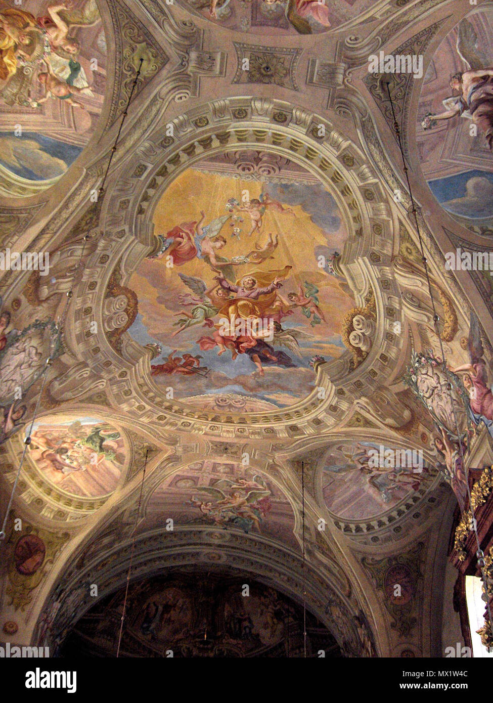 . Wallfahrtskirche in Maria Taferl, Niederösterreich; Fresken von Antonio Beduzzi (1714-1718): Christi Himmelfahrt von Joseph zum Himmel dieser Medien zeigt die unter Denkmalschutz mit der Nummer 54927 in Österreich. (Commons, de). 23. Juni 2006. Georges Jansoone Erlaubnis = eigenes Bild 398. Wallfahrtsbasilika Maria Taferl, 03. Stockfoto