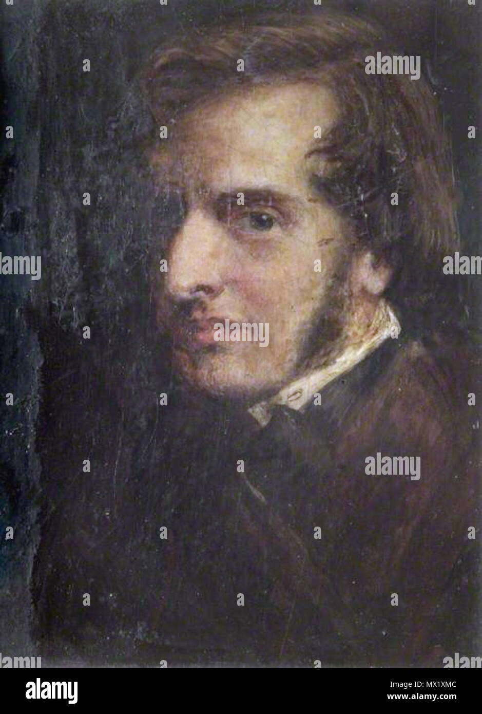 . Englisch: Self Portrait Öl auf Karton 10 x 7 cm 1855. 1855. James Smetham (1821-1889) 308: James Smetham, von James Smetham Stockfoto