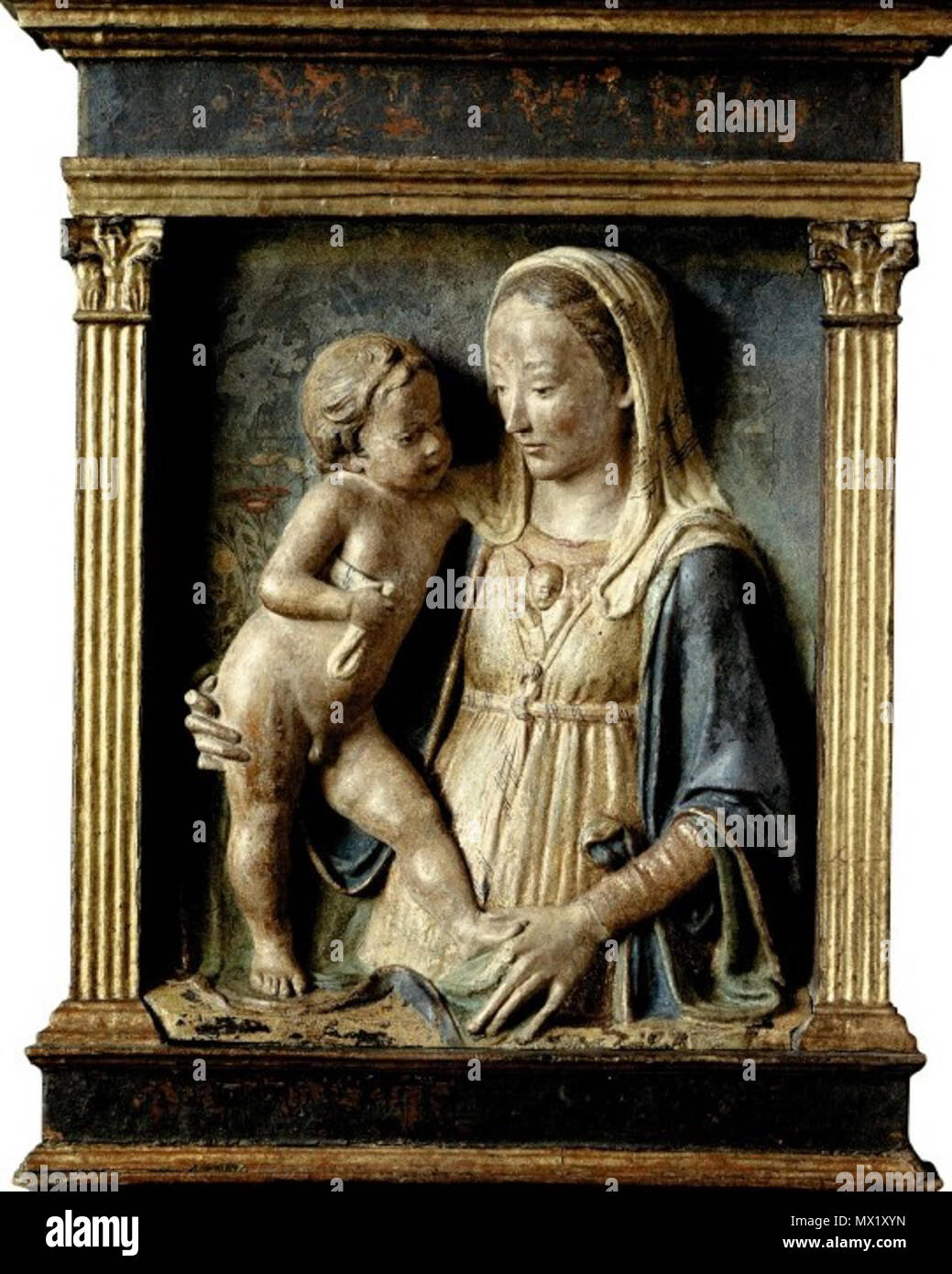 . Altar der Himmelfahrt Mariae (Madonna della Cintola). um 1500, Florenz 52 Antonio Rossellino, Madonna mit Art.jpg Stockfoto