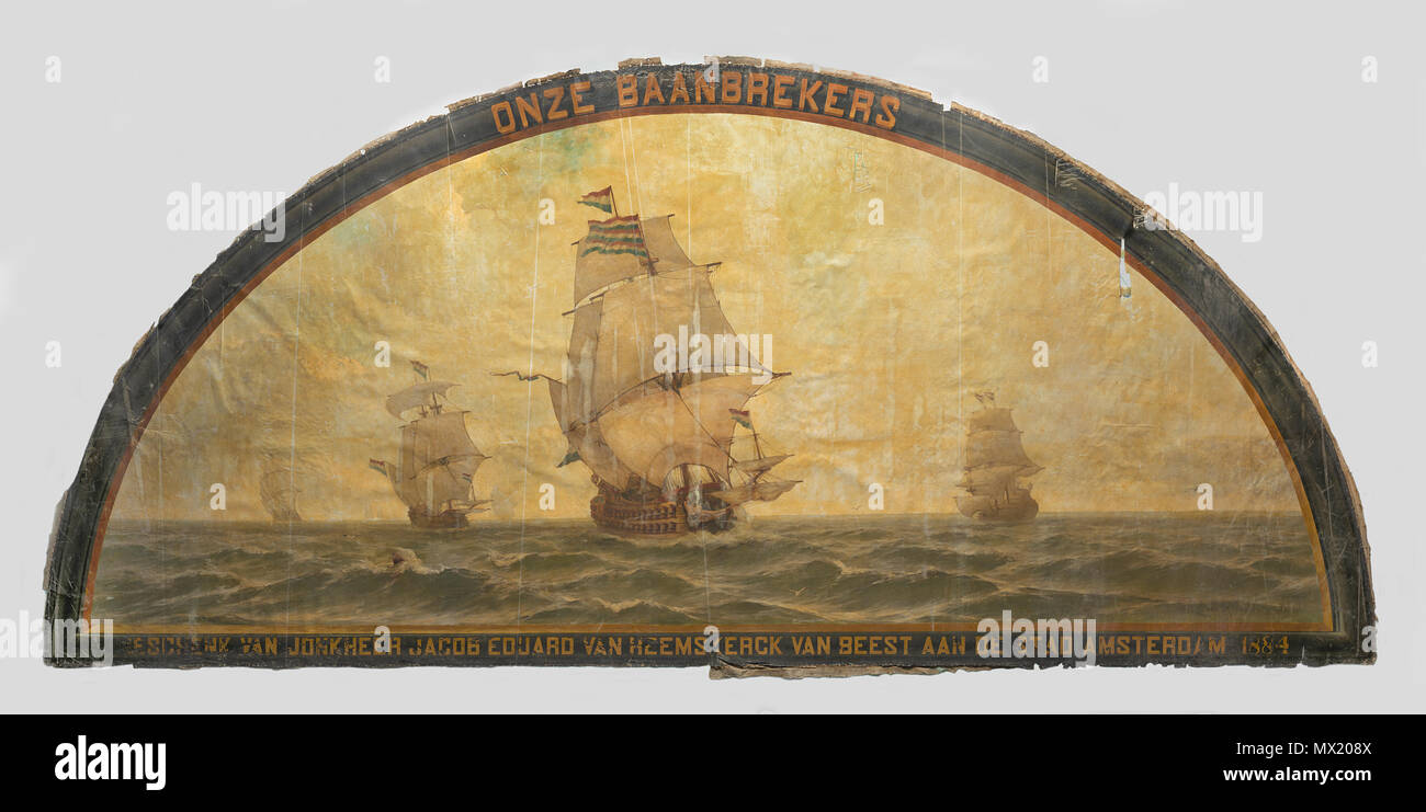 . Q 17342622. Englisch: Onze baanbrekers. Öl auf Leinwand. 405 x 857.5 cm (13,2 × 28,1 m). Amsterdam, Rijksmuseum Amsterdam. . Zwischen 1880 und 1884 457 Onze baanbrekers von Jacob Eduard van Heemskerck Van Beest Rijksmuseum Amsterdam SK-C-429 Stockfoto