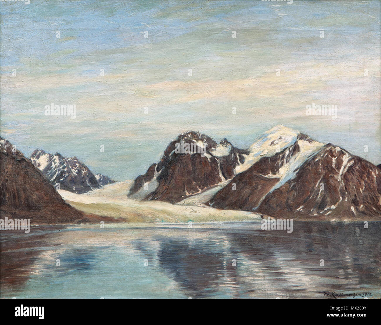 . Englisch: Gletscher in Magdalena Bay, Spitzbergen English : Gletscher in der Magdalenenbai, Spitzbergen. 1912 229 Friedrich Kallmorgen Gletscher in der Magdalenenbai 1912 Stockfoto